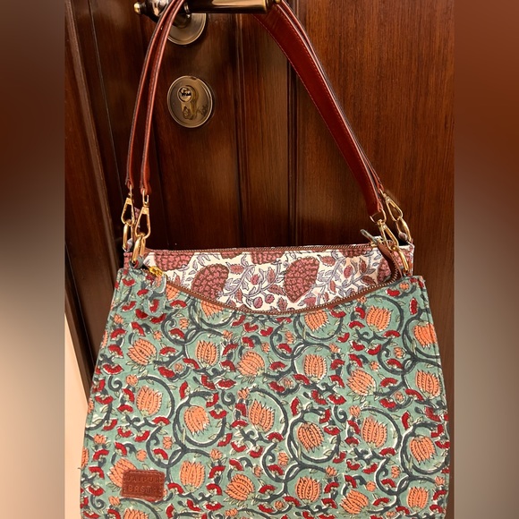 Unique Boho Structured Tote Bag with block print - Picture 2 of 6